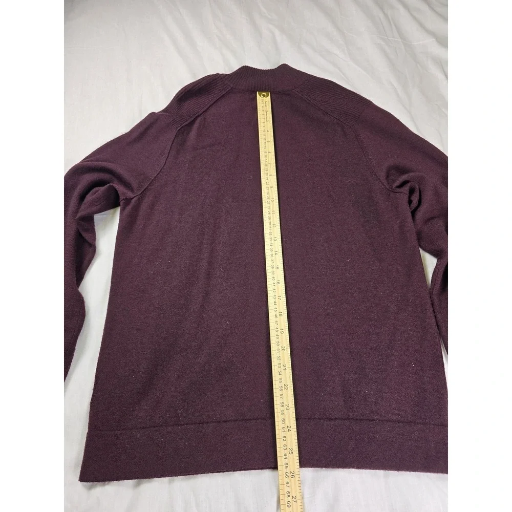 Banana Republic Sweater Mens Medium Purple Merino Wool Mock Neck Quarter‎ Zip